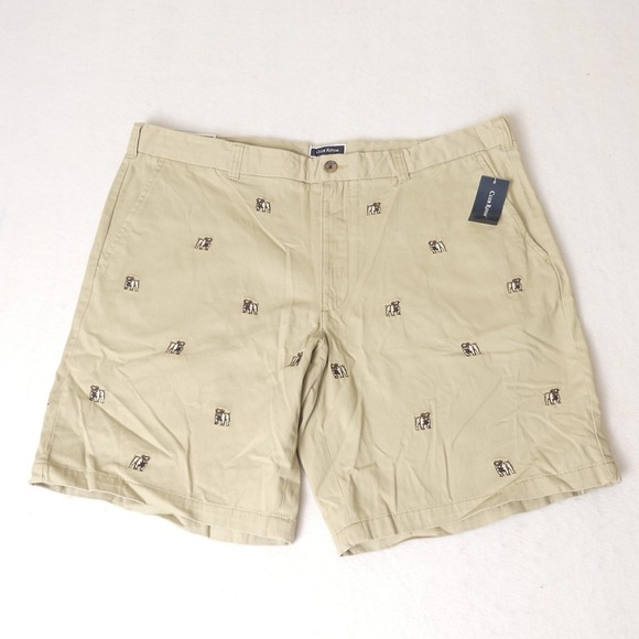 Club Room Other - Club Room Shorts Mens 42 Khaki‎ Sand Bulldog Embroidered Flat Front Classic New